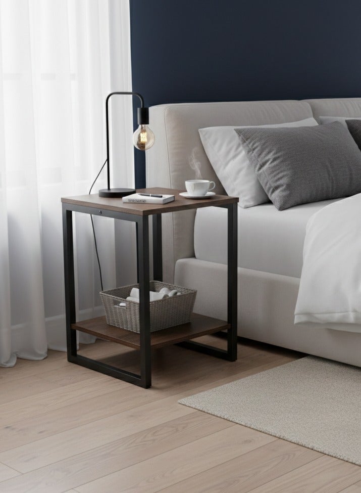 Concent Ergonomic "Modern" Side Table - Luxurious Wood & Black Metal Blend - Image 5